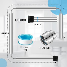 MorningRo 44 Inch Flexible Magnesium Water Heater Anode Rod, 3/4" NPT Thread Compatible with GE, Reliance, Richmond, Kenmore Water Heater Including 1-1/16" Hex Socket Tool and 2 Roll Tape