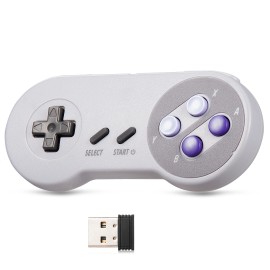 2.4GHz Wireless SNES Controller Gamepad + USB Receiver Compatible with PC MAC Raspberry Pi Linux Windows 7 8 10 11color: Purple