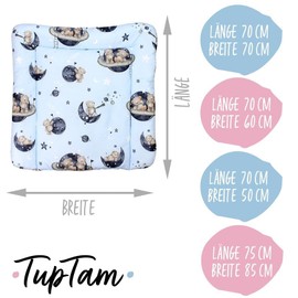 TupTam Baby Changing Mat with Cotton Cover Patterned Bears in the Cosmos Size: 70 x 60 cm
