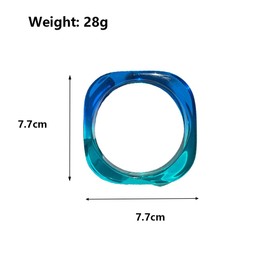 GIGB PBDK Chunky Transparent Colorful Acrylic Bracelet,Wide Thick Square Round Bangle,Resin Simple Blue Gradient Neon Statement Bracelet for Wome (Blue)