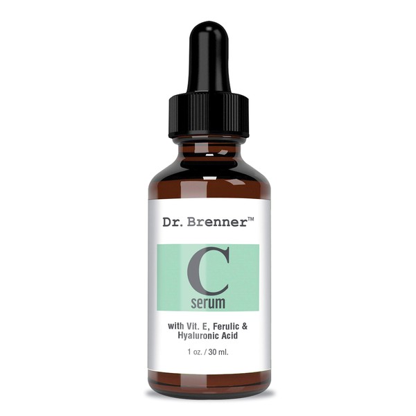 Vitamin C Serum 20% Pure L-Ascorbic Acid, Ferulic Acid, Vitamin E and Hyaluronic Acid for Face and Eyes Natural Anti Aging Anti Wrinkle 1oz. by Dr. Brenner