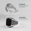 Men's Stainless Steel Ring with Black Agate Stone,Textured Band Design