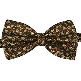 BomGuard Mens Bow Tie Patterned Suit Adjustable Tied Bow Tie, Brown Floral Pattern