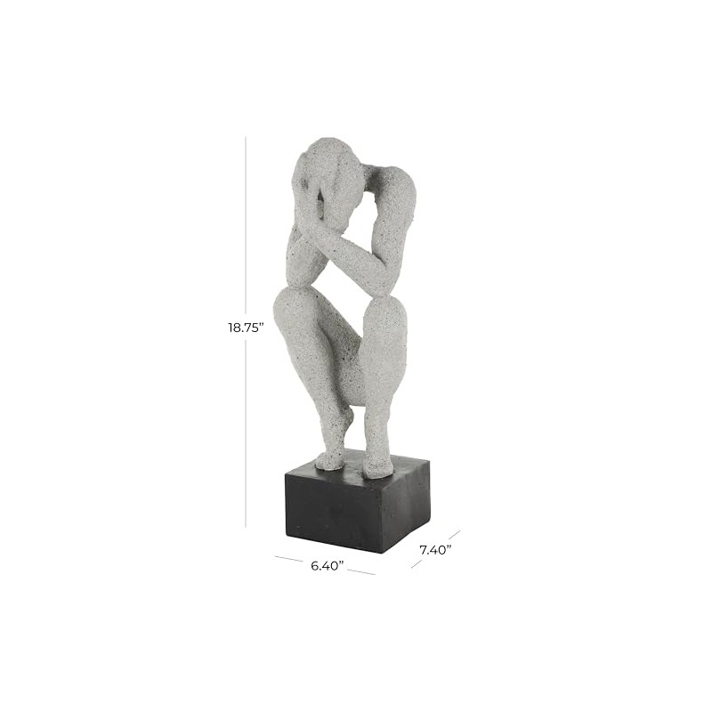 Deco 79 Polystone People Decorative Sculpture Crouching Home Decor Statue