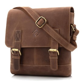 JOREY Compact and Practical Men's Shoulder Bag Made of High-Quality Leather, Shoulder Bag with Adjustable Strap for Business, Work and Travel, light brown