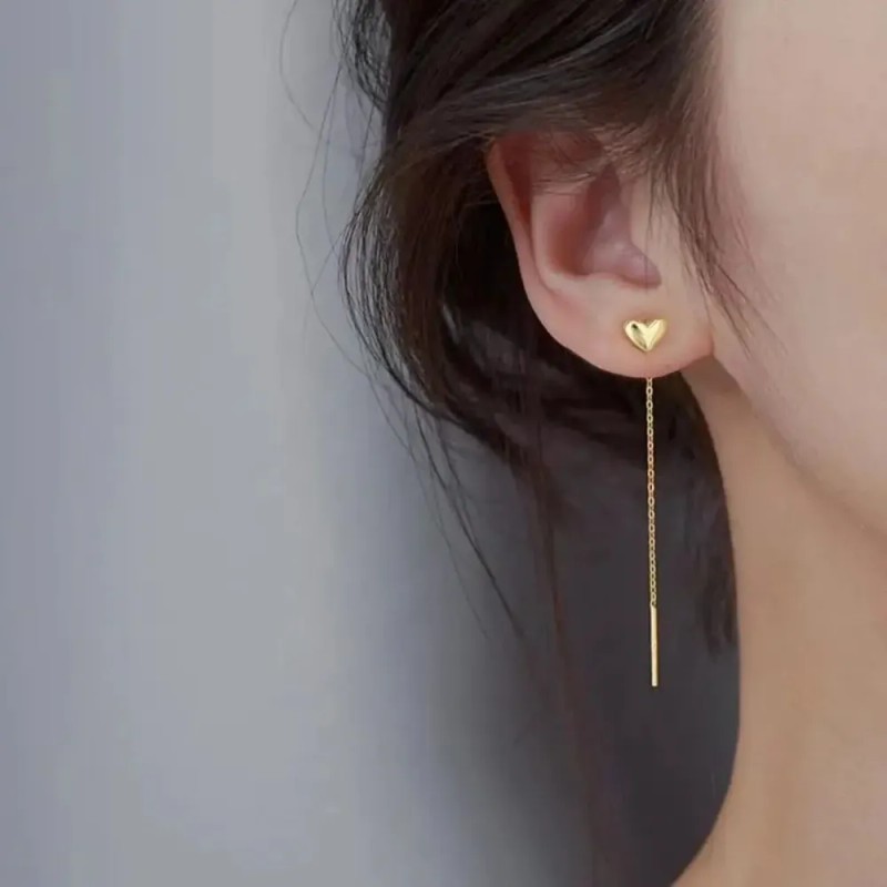 Aretes Corazón Largos Para Mujer Acero Inoxidable Regalos