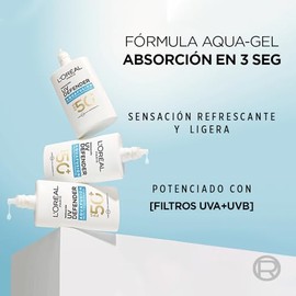 L'Oréal Paris UV Defender Aquafusion Protector Solar Diario FPS50+, Protector Solar Aqua-Gel, Previene Manchas Solares y Arrugas, Absorción Rápida en 
