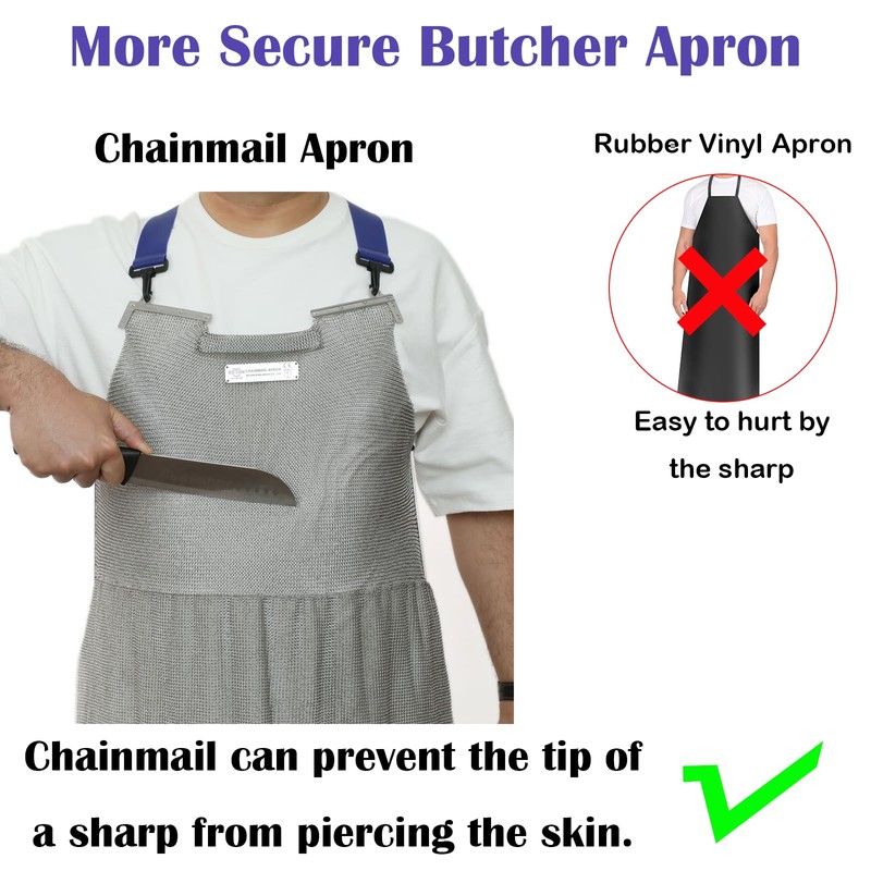 RETON-PPE Chainmail Apron for Butcher,Heavy Duty Butcher Apron,Food Grade Cut