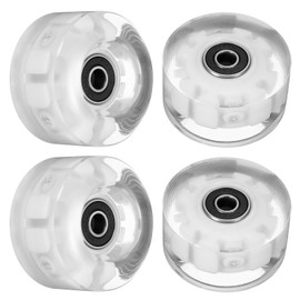 M METERXITY 4 Pack Skate Wheels - Light Up PU Wheels with Bearing, Apply to Double Row Roller Skating/Skateboard (Red Blue Green Light)