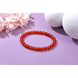 CrystalTears Carnelian Healing Crystal Bracelet 6mm Natural Gemstone Bead Bracelets for Women Red Agate Quartz Crystal Stone Stretch Bracelet Healing Crystal Gift for Women Her Christmas Mothers Day