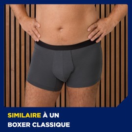 TENA Men Boxer Protettivi Lavabili e Riutilizzabili, Studiati per Gocce e Perdite Urinarie Leggere, Boxer Assorbenti per Uomo a Rapido Assorbimento, Colore Grigio, Taglia XXL