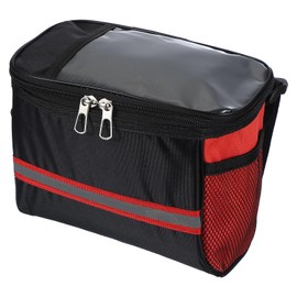 PATIKIL Bike Handlebar Bag, Bike Frame Bag Waterproof Bike Basket Bag with Reflective Strip Bicycle Accessories for Men Women Outdoor Cycling Mountain Road Bikes, Red