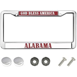 God Bless America Alabama Metal License Plate Frame Chrome Alabama Lover Black Car Chrome License Plate Frame