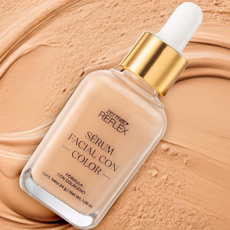 Serúm Facial con Color y Colágeno, Color Nuez Fórmula con