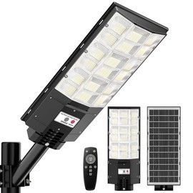 48000LM Solar Street Lights Outdoor Waterproof, 6500K 5000W Wide Angle LED Flood Light IP66 Dusk to Dawn Solar with Motion Sensor and Remote Control for Parking lot Street Garden Playground (YT0004-M)