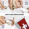 G128-6 Feet Spinning Flagpole (White) Switzerland 150D Flag Brass Grommets