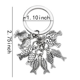 Fish Keychain Gifts for Women Men Fishing Lover Keyring for Car House Keys Holder Fishing Man Bag Charms for Purse Wallet Pendant Vintage Fishing Accessories Decoration for Women Men