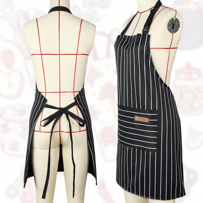 ViEinkaufen 2 Pack Kitchen Aprons with Pockets for Men Women,
