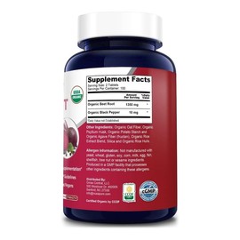 NusaPure NusaPure Beet Root 1,350 mg 200 Organic Tablets (Vegetarian, USDA, Non-GMO & Gluten-Free) Black Pepper