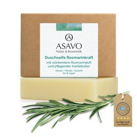 ASAVO Premium Natural Soap Rosemary, Handmade Organic Soap, with Fine Organic Karite Butter and 100% Essential Oils, Vegan, 95 g