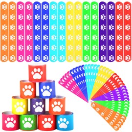 40 Pcs Dog Paw Print Slap Bracelets,Dog Party Favors Bracelets for Kids Pet Party Decorations Paw Print Snap Wristbands for Pet Theme Party Birthday