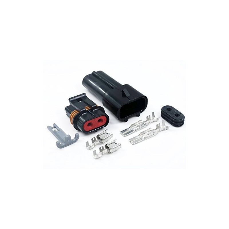 2 Pin Metri-Pack Waterproof Connector 10-12awg Terminals and Seals 46Amp