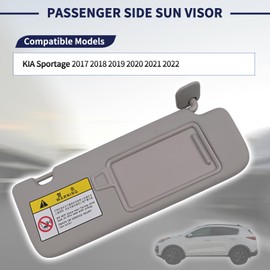 Magimaker Passenger Side Sun Visor W/o Sunroof Fit for KIA Sportage 2017-2022 Replace 85220-D9110 Front Right | Sun Protection Shade | Makeup Mirror | Gray