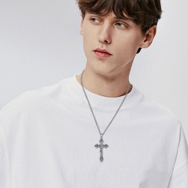 AEONSLOVE Crucifix Necklace Men Women Sterling Silver Jesus Cross Necklace Catholic Cross Pendant Catholic Crucifix Pendant Christian Jewelry Crucifijo de Plata Amulet Gifts