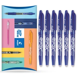 Pilot Frixion Heat/Friction Erasable Rollerball Pen FR7 - Medium Line 0.7mm Tip Nib - Wallet Pack of 6 - Blue