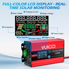 VUICCI 30A Boost MPPT Solar Charge Controller 1200W,48V/60V/72V Step-Up,Max 15A for Lead-Acid & LiFePO4,99% Tracking 98% Efficiency,Solar Panel Charge Controller for RV Golf Cart Off-Grid PV Panels
