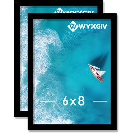 Wyxgiv 6x8 Picture Frame Set of 2, Lightweight yet Durable Black Frame with High-clarity Plastic Display 6 x 8 Inch Photo Horizontally/Vertically (2 Packs|Black|6"x8")