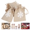 25Pcs Drawstring Bag Like Linen Snow Pattern Gift Bag Christmas