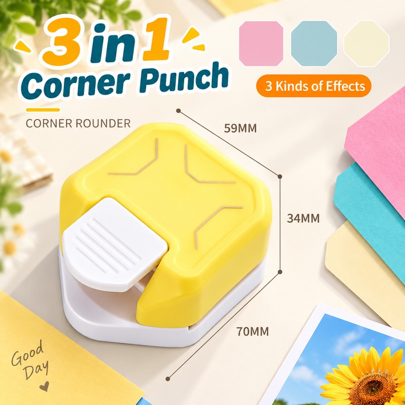 3-in-1 Corner Rounder Punch for Paper Crafts – R4 R7