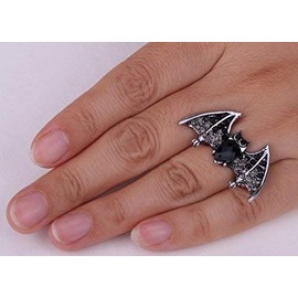 YACQ Women's Bat Stretch Rings Fit Finger Size 7 To 9 - Halloween Costume Accessories Jewelry - Lead & Nickle Free - Elastic Soft Band Perfect for Arthritis