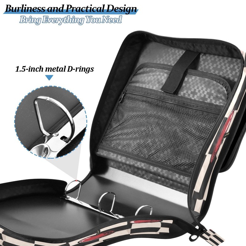 Blueangle Cherry Bow Plaid Zipper Binder, 1.5-Inch 3-Ring Binder Bag