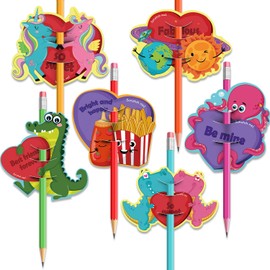 36 Pieces Valentine's Day Cards for Scratch and Sniff Pencil Toppers, 6 Unique Patterns and Scents Scratch and Sniff Cards with 36 Envelopes for School Exchange Presents Party Favors