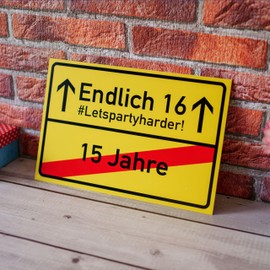 16th Birthday Place Sign, Pack of 2, 1mm PVC, 30 x 20 cm, Joke Item for Birthday Gift, Birthday Surprise 16 Years Sign, Birthday Decoration, Funny Sign Sixteen