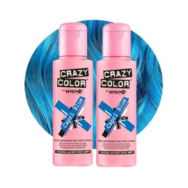 Crazy Color Vibrant Capri Blue Semi-Permanent Duo Hair Dye. Highly Pigmented Electric Blue Conditioning & Oil Nourishing Vegan Formula | No Bleach or Ammonia | 200ml