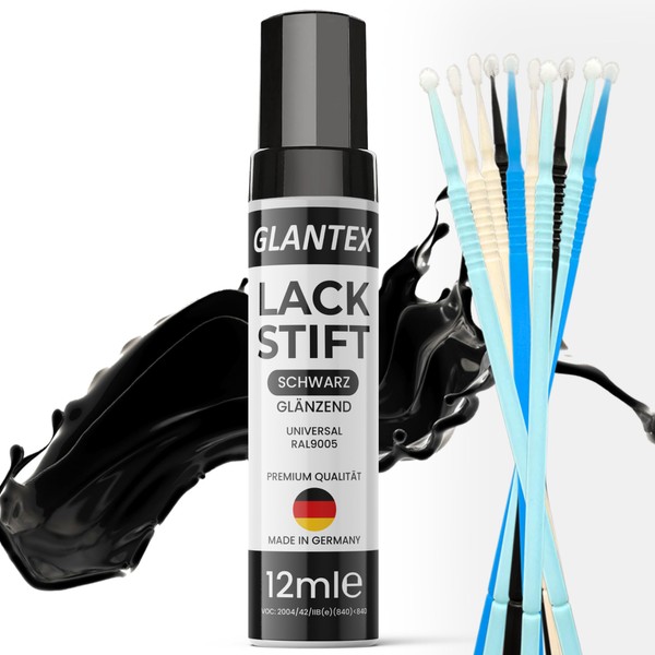 GLANTEX Paint Pen Glossy Black - 12 ml - Quick-Drying,