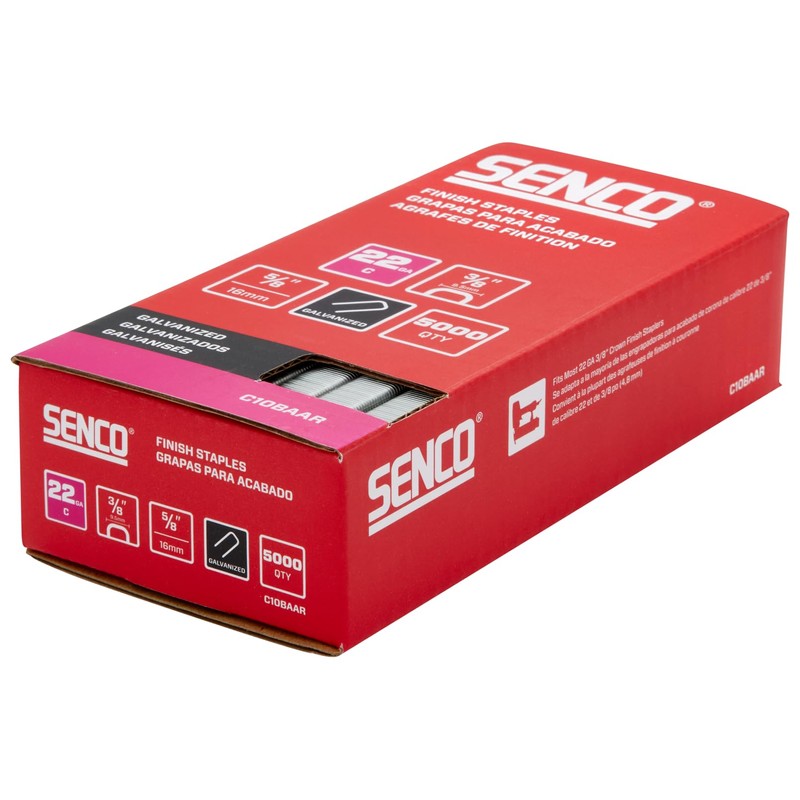 SENCO C10BAAR 5/8" 22 Gauge 3/8" Crown Collated Finish Staples,