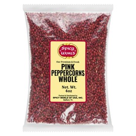 Spicy World Pink Peppercorns Whole 4Oz Bag - Steam Sterilized, Vegan, Premium Quality Whole Peppercorns