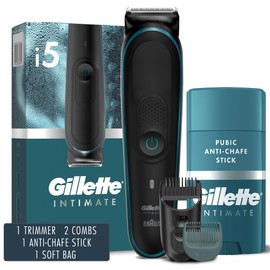 Gillette Gillette Intimate Mens Pubic Hair Trimmer, SkinFirst Pubic Hair Trimmer for Men, Waterproof, with Anti Chafe Stick