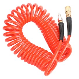 JOROY Polyurethane Air Hose, 1/4-Inch x 20 Feet Recoil PU Air Hose with Bend Restrictors Air Compressor Hose with 1/4" Industrial Quick Coupler and Plug