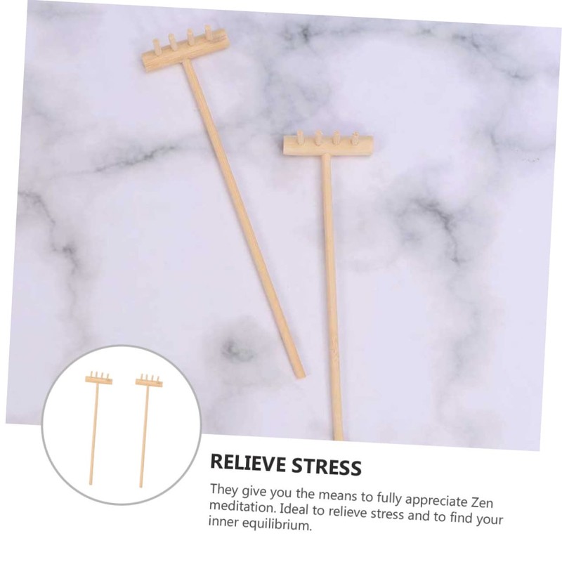SAFIGLE 2pcs Mini Rake for Zen Garden Decoration Meditation Accessories