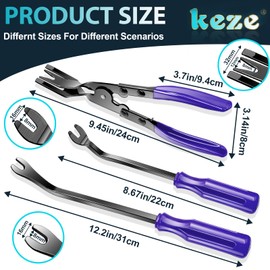 Keze 7 Pcs Auto Plastic Trim Removal Pry Tool & Clip Plier Remover Kit for Removal Car Body Upholstery Door Panel Dashboard Automotive Push Rivets Fasteners-Blue