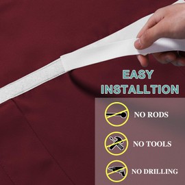 Turquoize French Door Curtains, Door Curtains for Door Window, Blackout Front Door Shade for Glass Door, Tie Up Shades Door Window Covering for Kitchen/Bedroom, W26 x L68, 2 Panels, Burgundy