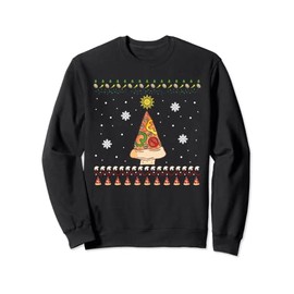 Pizza Ugly Christmas Sweater Sweatshirt, black