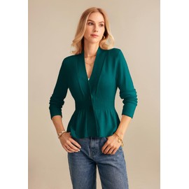 Plus Size Cardigan for Women Fall Cropped Cardigan Lightweight Long Sleeve Knit Button Down Coatigan Peacock Blue