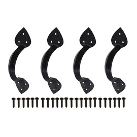 The Metal Magician 6-1/4 Inch Barn Door Handles, Pack of 4, Garage Door Handles Decorative, Hardware Rustic Heavy Duty Design Black Cast Iron Handle, Fence Gate, Metal Gate Outdoor