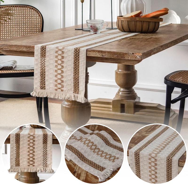 Table Runner, Natural Hessian Dining Table Runner Rustic Cotton Linen